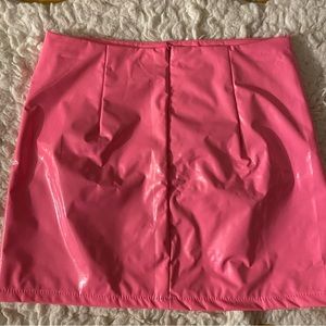 Faux leather hot pink skirt